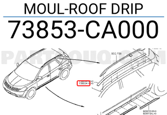 Nissan 73853CA000 MOUL-ROOF DRIP