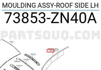 Nissan 73853ZN40A MOULDING ASSY-ROOF SIDE LH