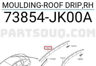 Nissan 73854JK00A MOULDING-ROOF DRIP,RH
