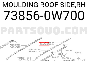 Nissan 738560W700 MOULDING-ROOF SIDE,RH