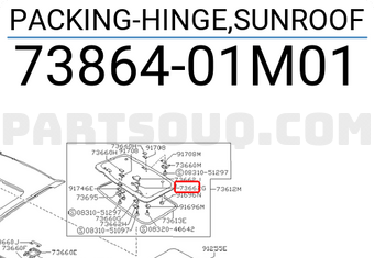 Nissan 7386401M01 PACKING-HINGE,SUNROOF