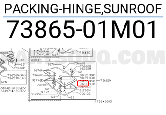 Nissan 7386501M01 PACKING-HINGE,SUNROOF