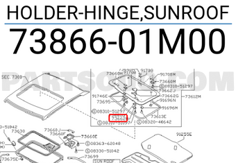 Nissan 7386601M00 HOLDER-HINGE,SUNROOF