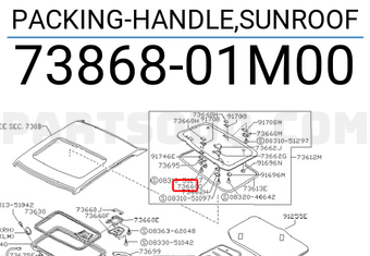 Nissan 7386801M00 PACKING-HANDLE,SUNROOF