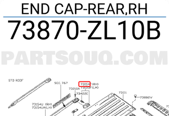 Nissan 73870ZL10B END CAP-REAR,RH