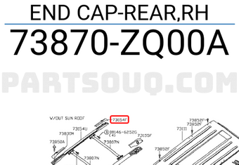 Nissan 73870ZQ00A END CAP-REAR,RH