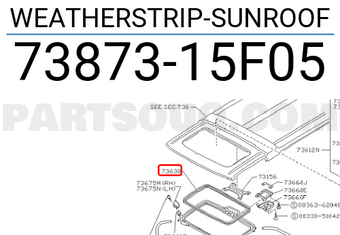 Nissan 7387315F05 WEATHERSTRIP-SUNROOF