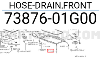 Nissan 7387601G00 HOSE-DRAIN,FRONT