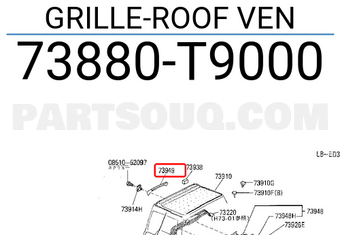 Nissan 73880T9000 GRILLE-ROOF VEN