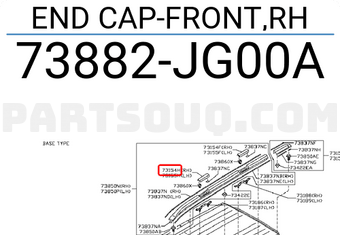 Nissan 73882JG00A END CAP-FRONT,RH