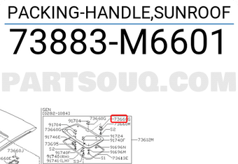 Nissan 73883M6601 PACKING-HANDLE,SUNROOF