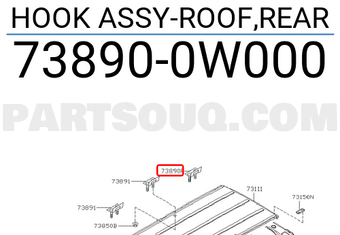 Nissan 738900W000 HOOK ASSY-ROOF,REAR