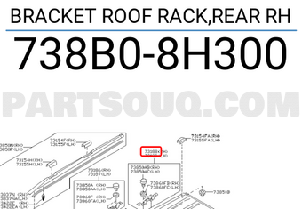 Nissan 738B08H300 BRACKET ROOF RACK,REAR RH