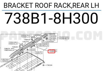 Nissan 738B18H300 BRACKET ROOF RACK,REAR LH
