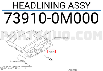 Nissan 739100M000 HEADLINING ASSY