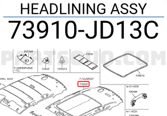 Nissan 73910JD13C HEADLINING ASSY