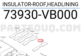 Nissan 73930VB000 INSULATOR-ROOF,HEADLINING