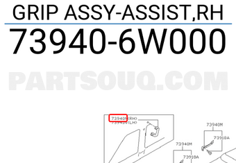 Nissan 739406W000 GRIP ASSY-ASSIST,RH