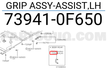 Nissan 739410F650 GRIP ASSY-ASSIST,LH