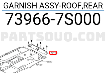 Nissan 739667S000 GARNISH ASSY-ROOF,REAR