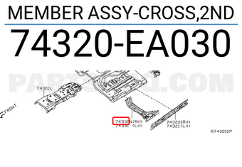 Nissan 74320EA030 MEMBER ASSY-CROSS,2ND