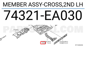 Nissan 74321EA030 MEMBER ASSY-CROSS,2ND LH
