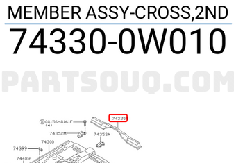 Nissan 743300W010 MEMBER ASSY-CROSS,2ND