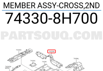 Nissan 743308H700 MEMBER ASSY-CROSS,2ND
