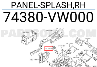 Nissan 74380VW000 PANEL-SPLASH,RH
