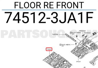 Nissan 745123JA1F FLOOR RE FRONT