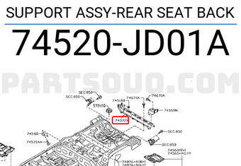 Nissan 74520JD01A SUPPORT ASSY-REAR SEAT BACK
