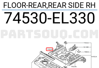 Nissan 74530EL330 FLOOR-REAR,REAR SIDE RH