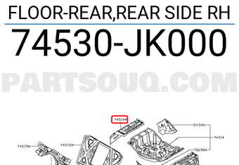 Nissan 74530JK000 FLOOR-REAR,REAR SIDE RH
