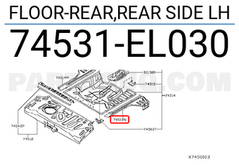 Nissan 74531EL030 FLOOR-REAR,REAR SIDE LH