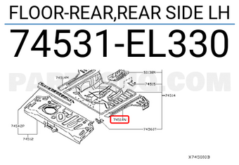 Nissan 74531EL330 FLOOR-REAR,REAR SIDE LH