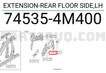 Nissan 745354M400 EXTENSION-REAR FLOOR SIDE,LH