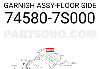 Nissan 745807S000 GARNISH ASSY-FLOOR SIDE