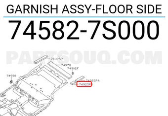 Nissan 745827S000 GARNISH ASSY-FLOOR SIDE