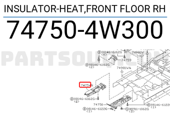 Nissan 747504W300 INSULATOR-HEAT,FRONT FLOOR RH