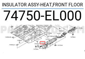 Nissan 74750EL000 INSULATOR ASSY-HEAT,FRONT FLOOR