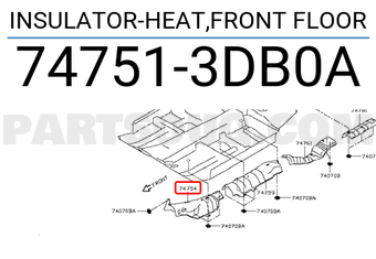 Nissan 747513DB0A INSULATOR-HEAT,FRONT FLOOR