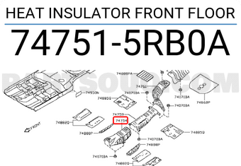 Nissan 747515RB0A HEAT INSULATOR FRONT FLOOR