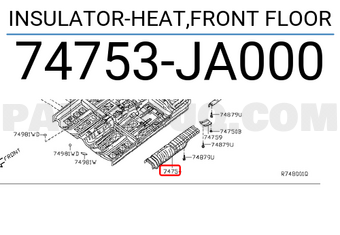 Nissan 74753JA000 INSULATOR-HEAT,FRONT FLOOR