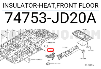 Nissan 74753JD20A INSULATOR-HEAT,FRONT FLOOR