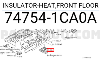 Nissan 747541CA0A INSULATOR-HEAT,FRONT FLOOR