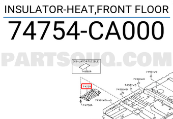 Nissan 74754CA000 INSULATOR-HEAT,FRONT FLOOR