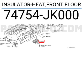 Nissan 74754JK000 INSULATOR-HEAT,FRONT FLOOR