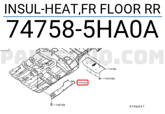 Nissan 747585HA0A INSUL-HEAT,FR FLOOR RR