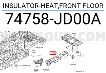 Nissan 74758JD00A INSULATOR-HEAT,FRONT FLOOR