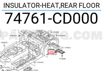Nissan 74761CD000 INSULATOR-HEAT,REAR FLOOR